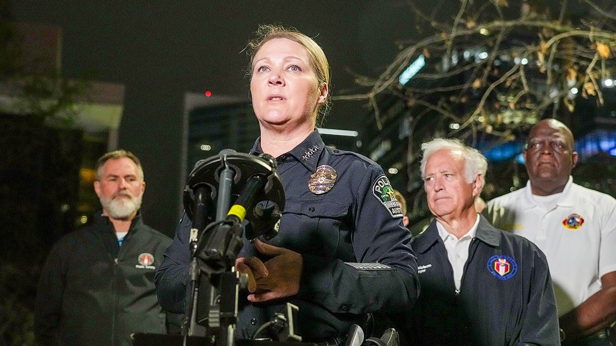 Austin Police Chief giving a presser.