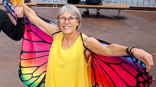 Left to right, dancer Yayo Miranda, skateboarder Sage Dean, food vendor Simon Shao and Birdman Rally entrant Ann Hansen.