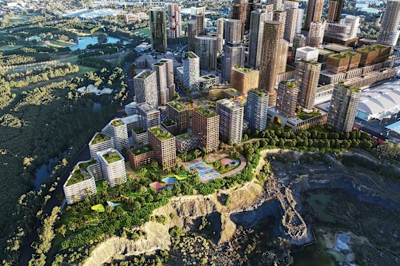 An artist’s impression of what Sydney Olympic Park could look like by 2050.