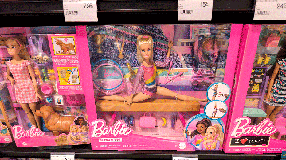 barbie dolls on store display