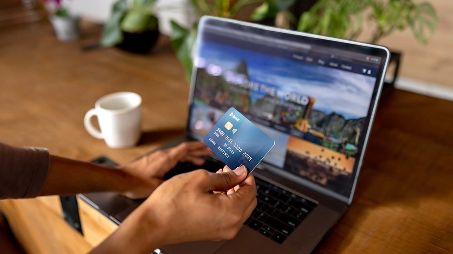 Close-up on a woman shopping online