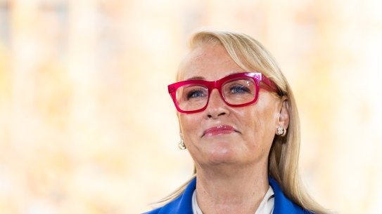 Lord Mayor Sally Capp announcing her final City of Melbourne budget at the Town Hall on Tuesday.