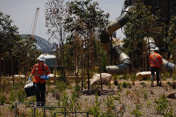 Contractors collect samples to be tested after the park was closed in January 2024. 