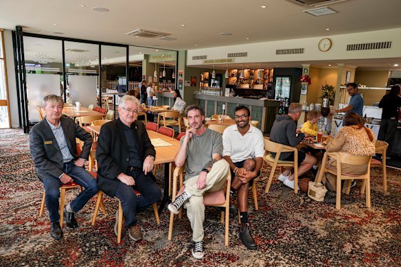 RSL secretary Chris Burton and president Geoff Tobin with Matt Vero and venue manager Ali Pirbhai. 