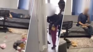 Video shows mother of three confronting alleged squatters after finding two strangers naked in her bed