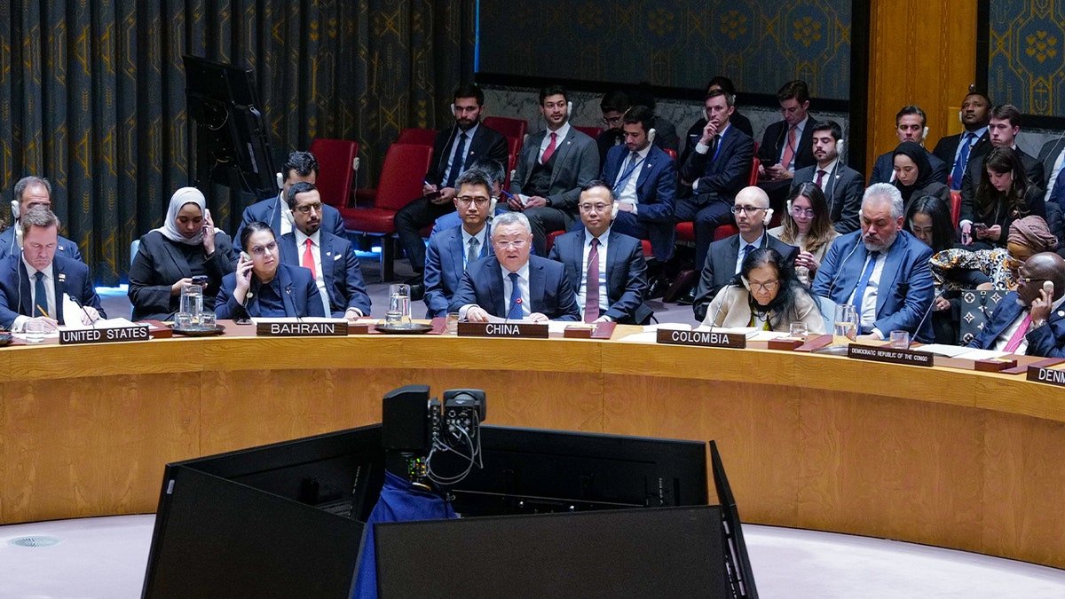 China's permanent representative to the United Nations Fu Cong speaks during the United Nations Security Council meeting on the situation in the Middle East at the UN headquarters on February 28, 2026 in New York City. 