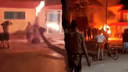 Protesters torch Communist Party HQ in Cuba as video appears to capture gunfire Protesters torch Communist Party HQ in Cuba as video appears to capture gunfire