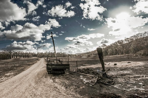 The Ogilvies’ property in Upper Plenty in the days after Black Saturday.
