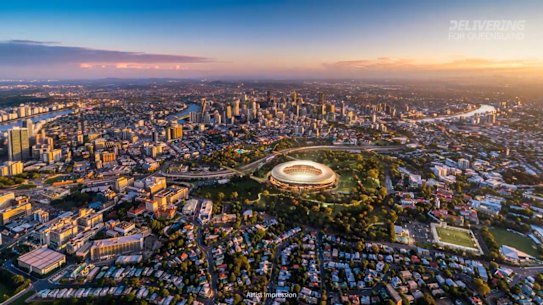 An artist’s impression of Brisbane Stadium.