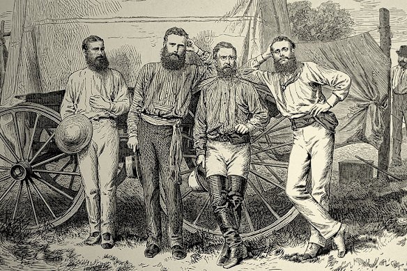 Charles Todd (wearing glasses) in 1886.