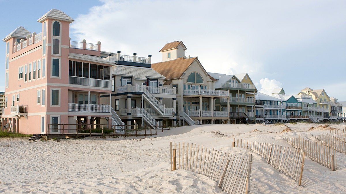 Row of beach homes in Gulf Shores, Alabama