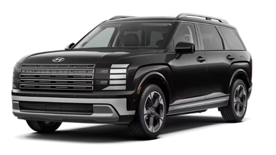A black Hyundai Palisade SUV shown against a white background.