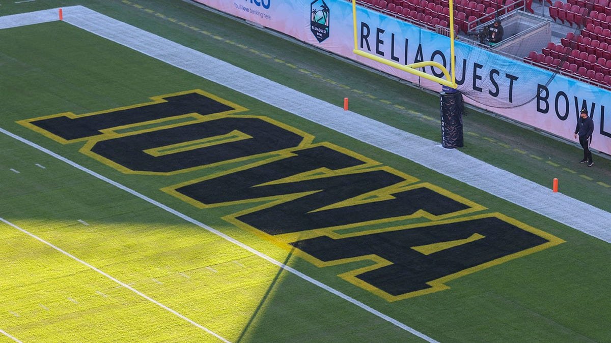Iowa decal in the end zone