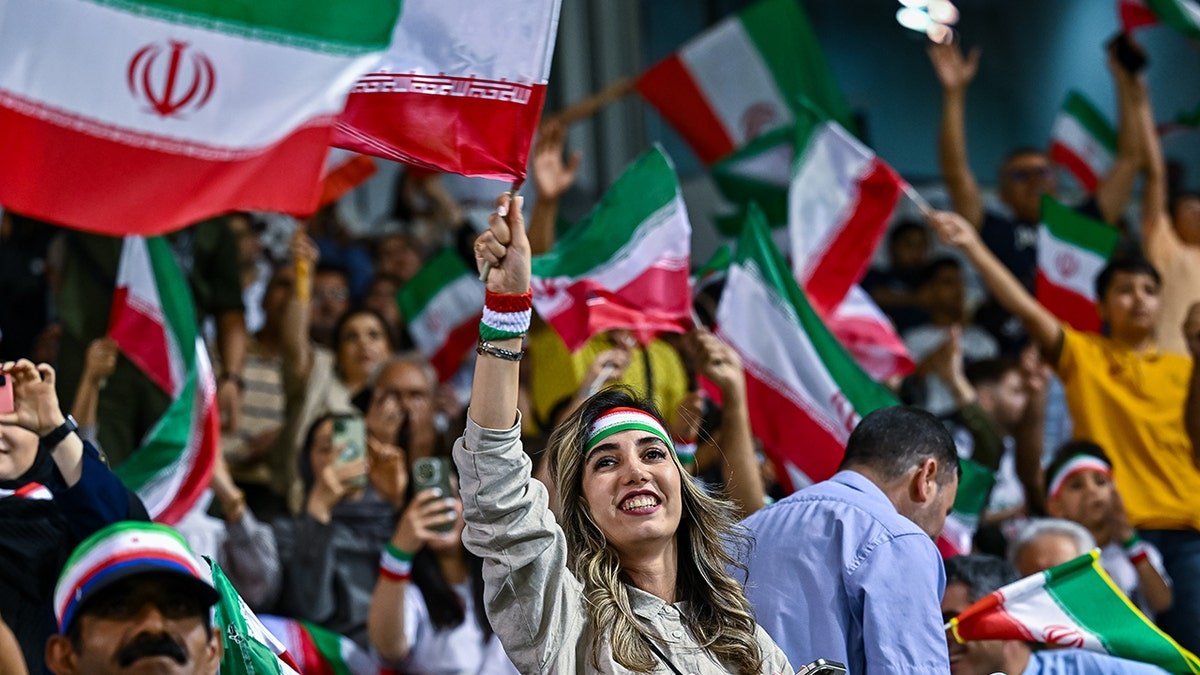 Iran fans celebrate in stands