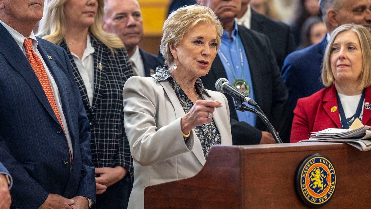 Linda McMahon speaks during education event in New York