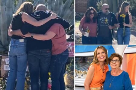 Savannah Guthrie makes somber visit with sister and brother-in-law to memorial at missing mom’s house