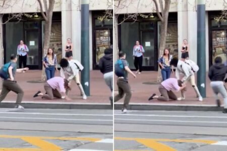 Wild San Francisco street fight shows young punks randomly bashing man in broad daylight Wild San Francisco street fight shows young punks randomly bashing man in broad daylight
