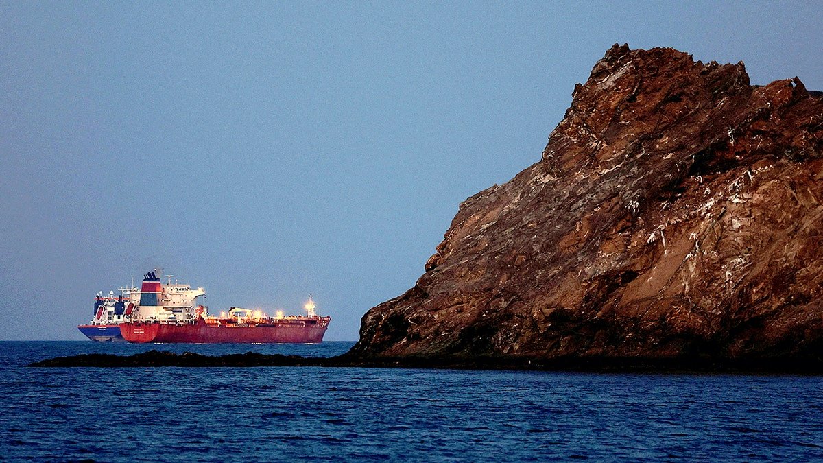 The Callisto tanker sitting anchored in the water near Muscat, Oman, as the traffic is down in the Strait of Hormuz.
