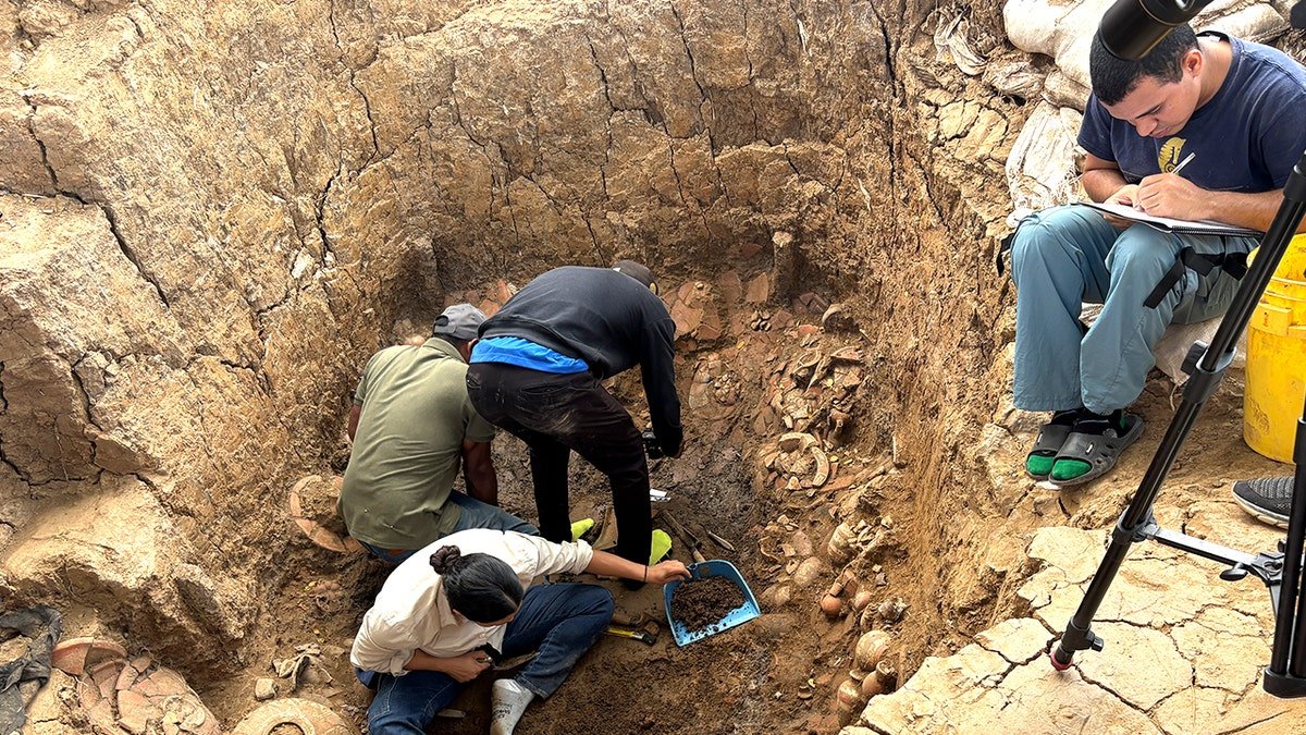 Excavators digging at site