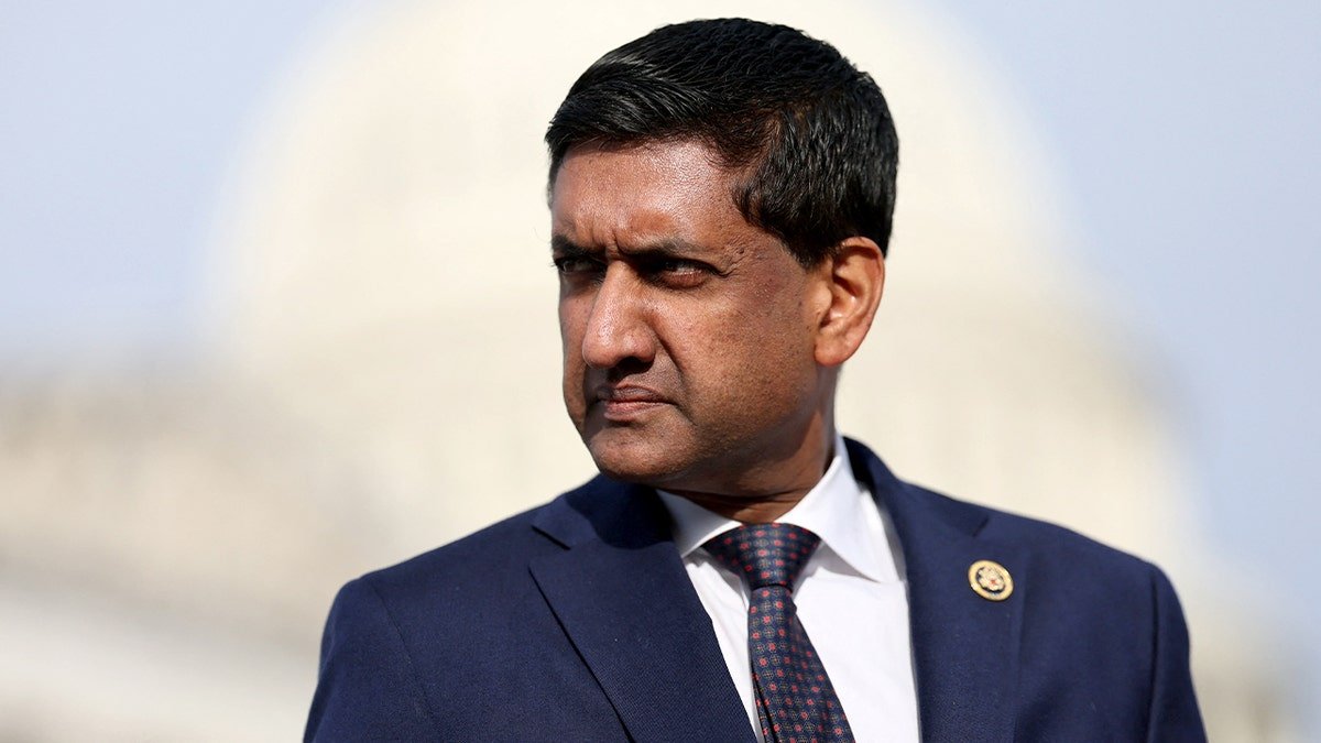 Democratic lawmakers stands outside the U.S. Capitol during a media briefing.