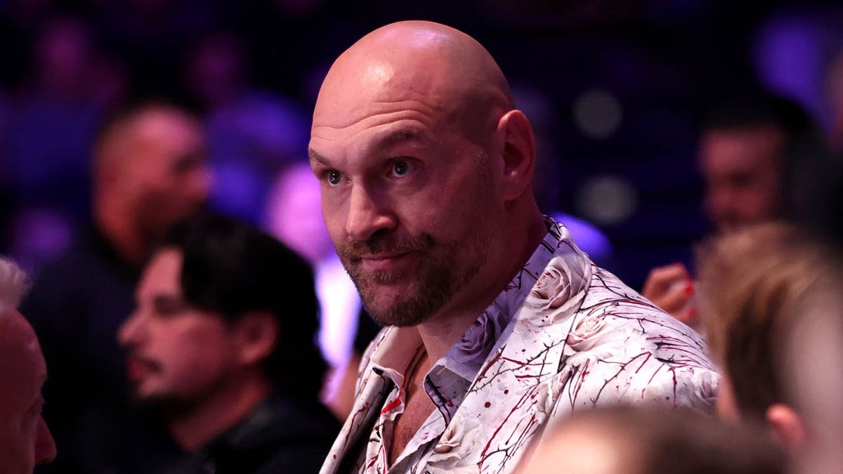 Tyson Fury looks on at the O2 arena