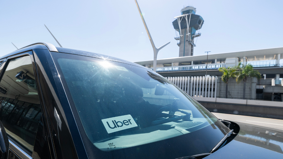 An Uber driver is seen at Los Angeles International Airport on Thursday, March 19, 2026.
