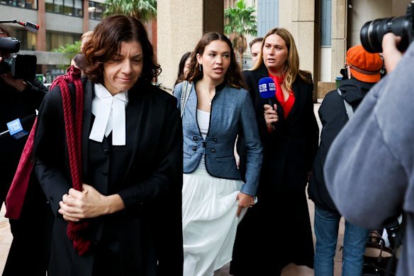 Charlotte MacInnes arriving at the Federal Court in Sydney on Tuesday for the second day of her defamation case against Rebel Wilson.
