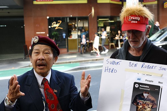 Supporters of the former Special Air Service corporal outside the Downing Centre on Friday.