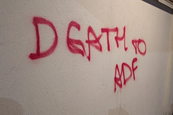 Graffiti at the Reservoir RSL. Other messages included “f--- the Anzacs” and “Gallipoli – do it again”.