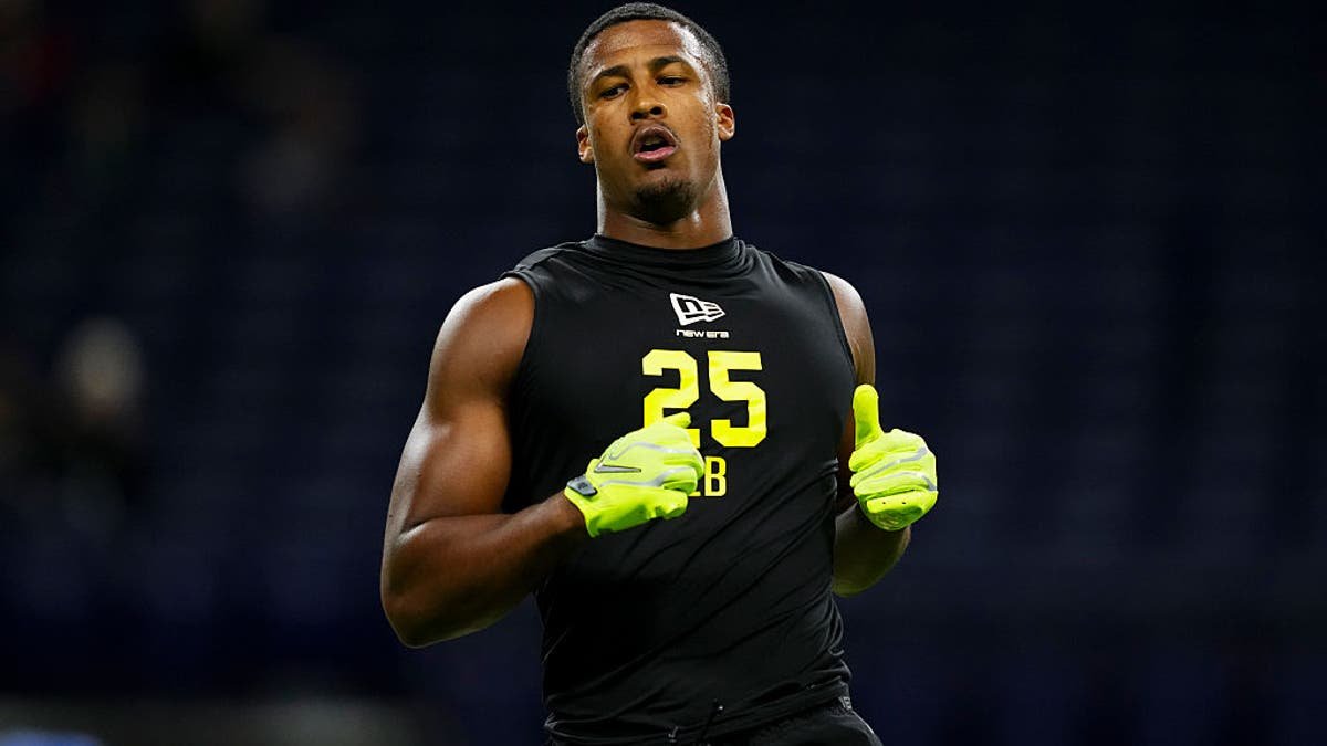 Sonny Styles #LB25 of Ohio State during the 2026 NFL Scouting Combine at Lucas Oil Stadium on February 26, 2026 in Indianapolis, Indiana. (Photo by Cooper Neill/Getty Images)