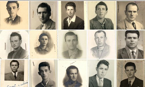 The portraits of 27 of the 29 Italian men who died on the Snowy Mountains Scheme.