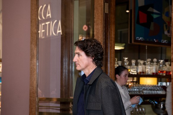 Justin Trudeau on his way to the interview at Mecca’s Bourke Street store.