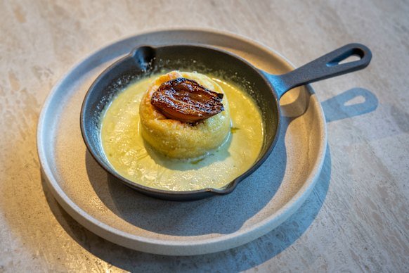 A souffle based on Meredith Dairy goat’s cheese with a rosemary cream sauce at From Here by Mike.