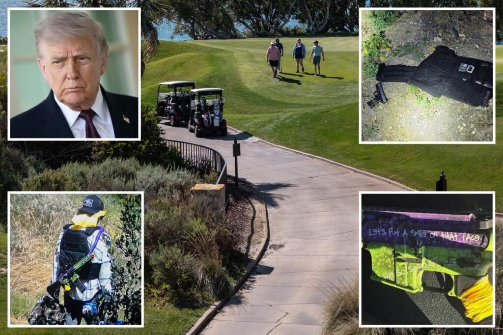 Body-armored gunman with frightening messages scrawled on rifle arrested after firing shot near Trump National Golf Course Los Angeles