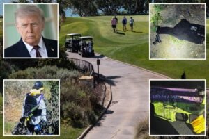 Body-armored gunman with frightening messages scrawled on rifle arrested after firing shot near Trump National Golf Course Los Angeles