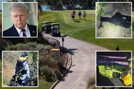 Body-armored gunman with frightening messages scrawled on rifle arrested after firing shot near Trump National Golf Course Los Angeles Body-armored gunman with frightening messages scrawled on rifle arrested after firing shot near Trump National Golf Course Los Angeles