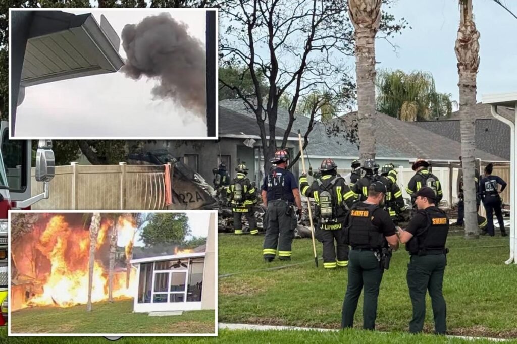 1 dead after small plane crashes into Florida yard on residential block, bursts into flames