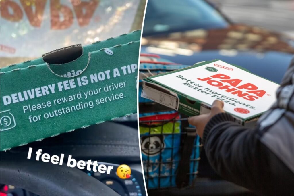 Papa John’s customers fuming over ‘ridiculous’ tipping reminder on their pizza boxes: ‘WTF are we paying a delivery fee for?’