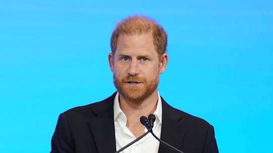 Prince Harry delivers the keynote speech at the InterEdge Summit on day three of his trip.