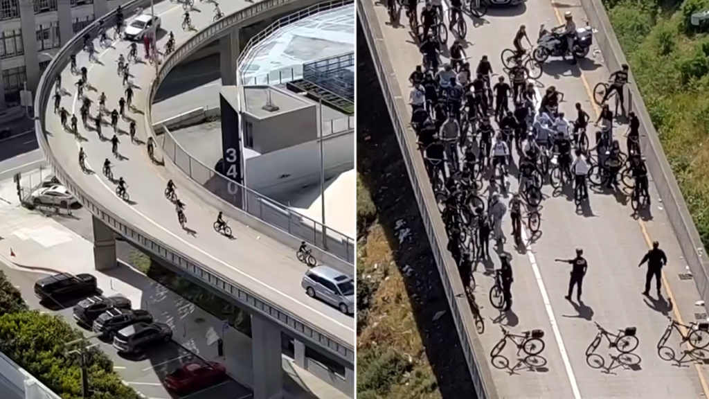 Bike mob’s Bay Bridge blitz foiled as cops stop rogue riders storming city streets before freeway chaos