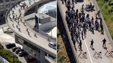 Bike mob’s Bay Bridge blitz foiled as cops stop rogue riders storming city streets before freeway chaos