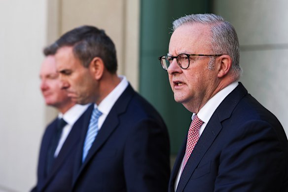 Anthony Albanese (right) last month alongside Treasurer Jim Chalmers.