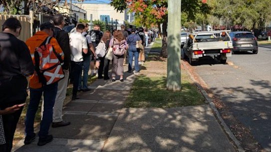 Northside commuters wait for replacement buses to continue their journey.