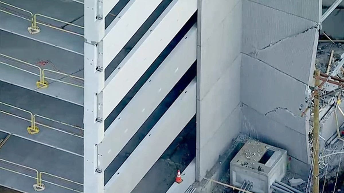 Cracks along side of parking garage in Philadelphia