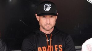 Orioles manager Craig Albernaz takes line drive to face in terrifying scene