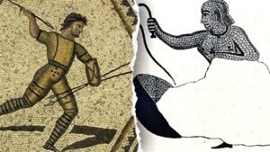 Rare Roman mosaic shows woman battling wild animals in the arena, researcher says