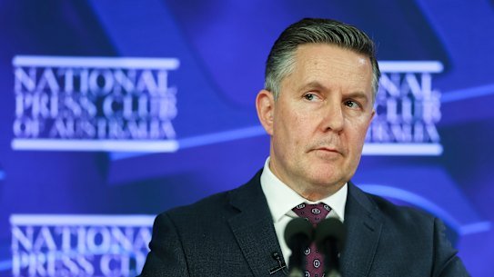 Health Minister Mark Butler at the Press Club on Wednesday.