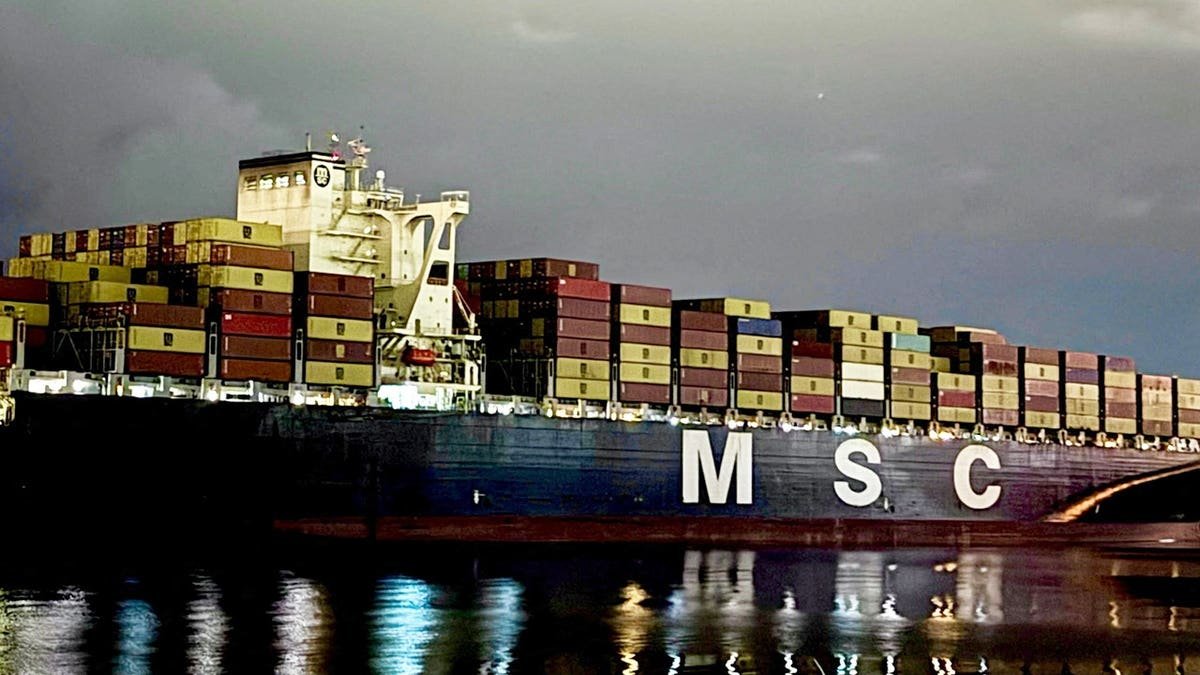 The Panama-flagged MSC Francesca vessel docked in Long Beach, California