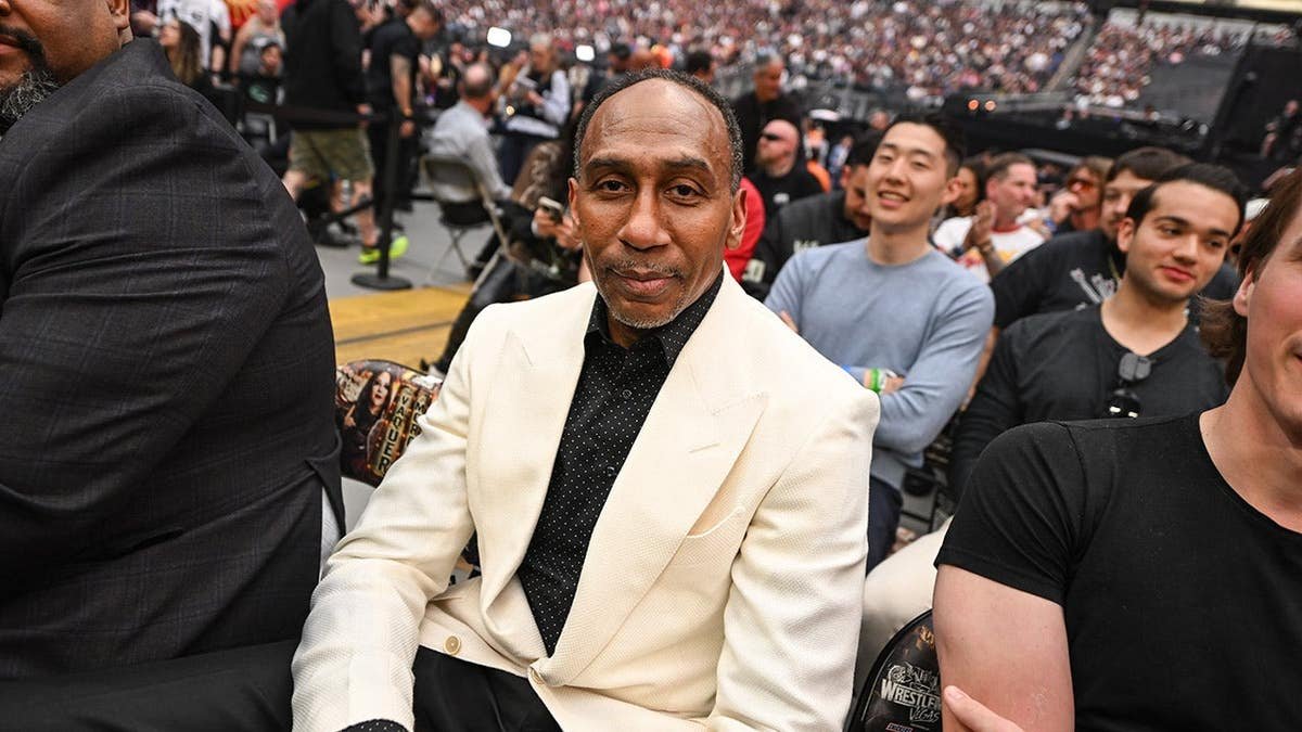 Stephen A. Smith standing at Allegiant Stadium during WrestleMania 42 Night 1 in Las Vegas