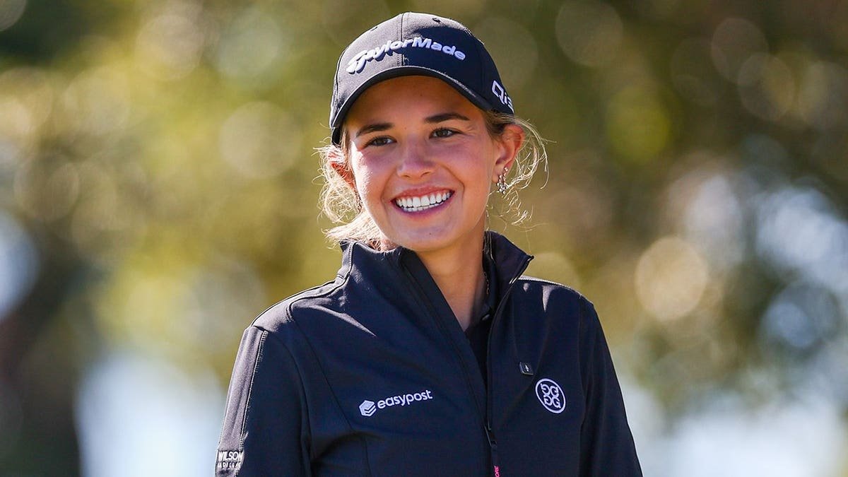 Kai Trump looks on from the 11th tee at Pelican Golf Club